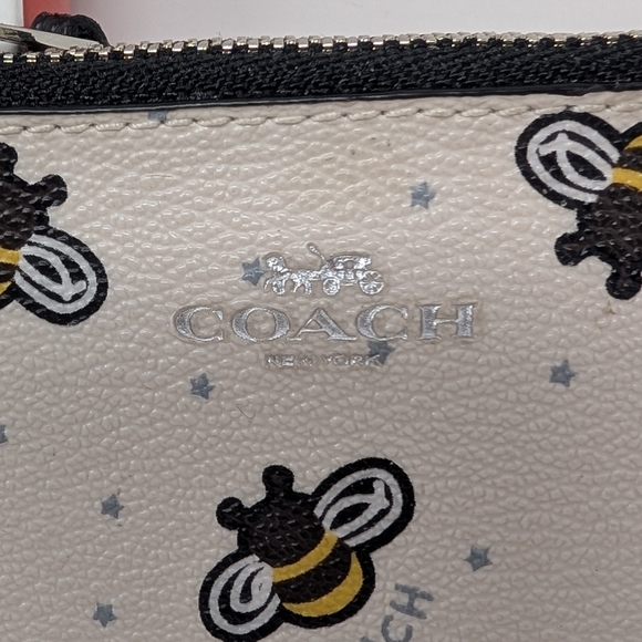 Women's Coach Bee Print Mini Coin/Card/Key Multi-Color Skinny Case - Picture 2 of 9